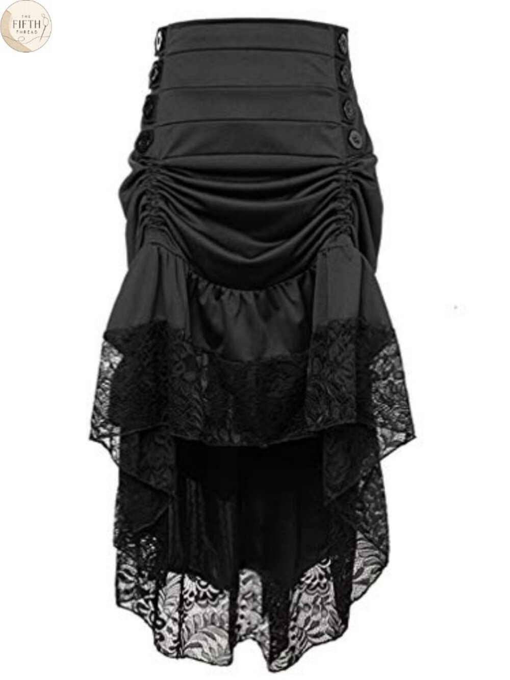 Steampunk High Low Lace Trim Ruffle Skirt Victorian Gothic